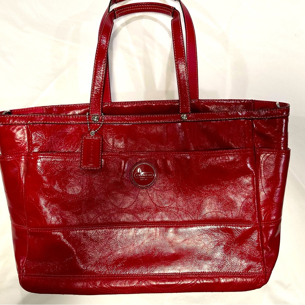Coach red bag briefcase